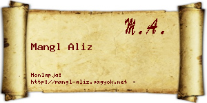 Mangl Aliz névjegykártya